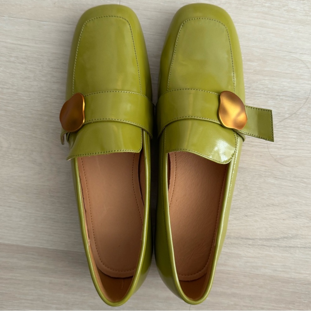 NWT CHIKO Blondie Square Toe Block Heels Loafers Shoes Green Size 8